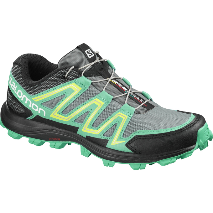 Salomon Singapore Womens Trail Running Shoes - SPEEDTRAK W Silver/Green | 61975-VIHM